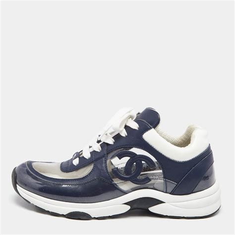 chanel navy blue and white sneakers|Chanel sneakers cost.